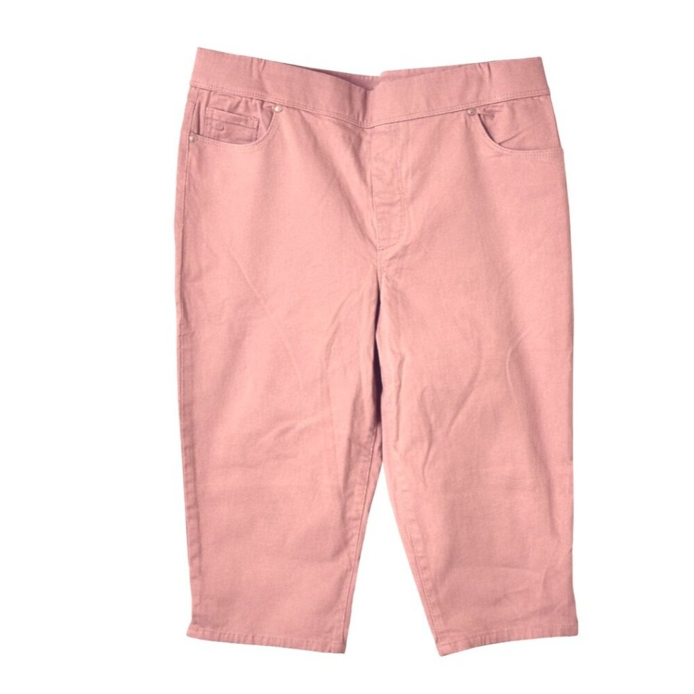 Gloria Vanderbilt Size 14 Total Contour Cropped Pants Stretch Cotton Blend Pink